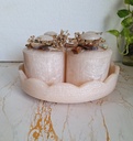 White 4 Jar Resin Round Tray