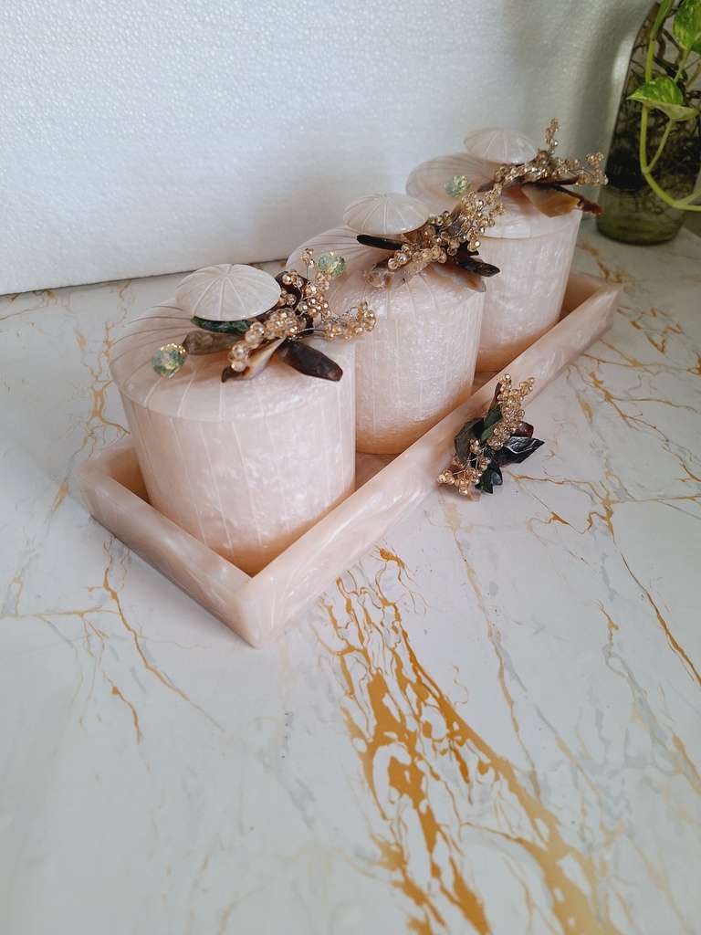 Resin 3 Jar Rectangle Tray