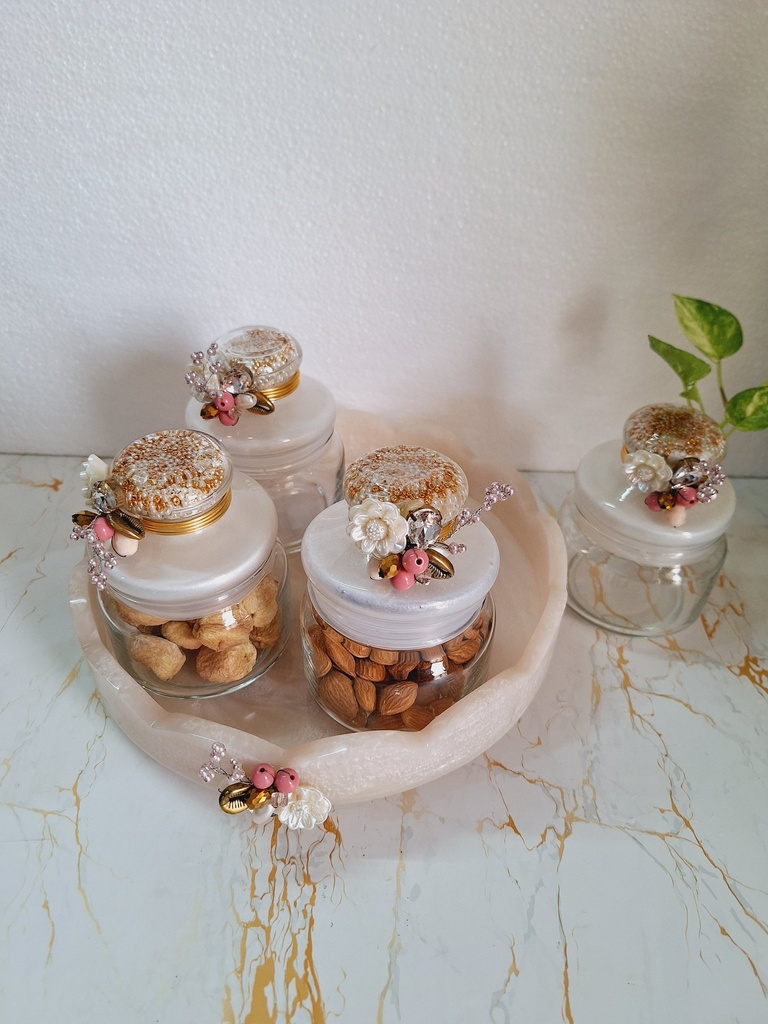 Shimmering Pop Jar with Round Platter