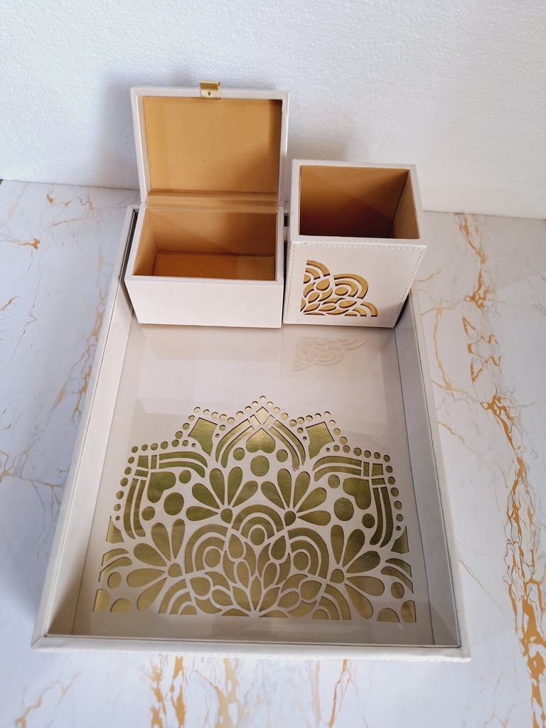 Laser Modern Cut Leatherette Tray 