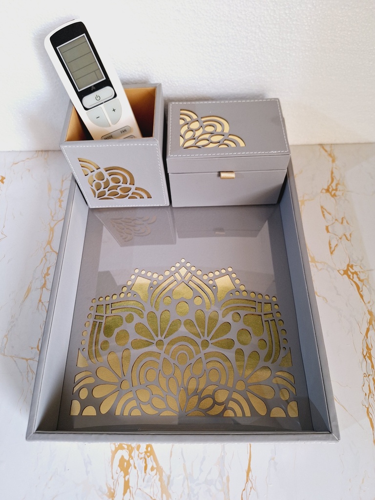 Laser Modern Cut Leatherette Tray 