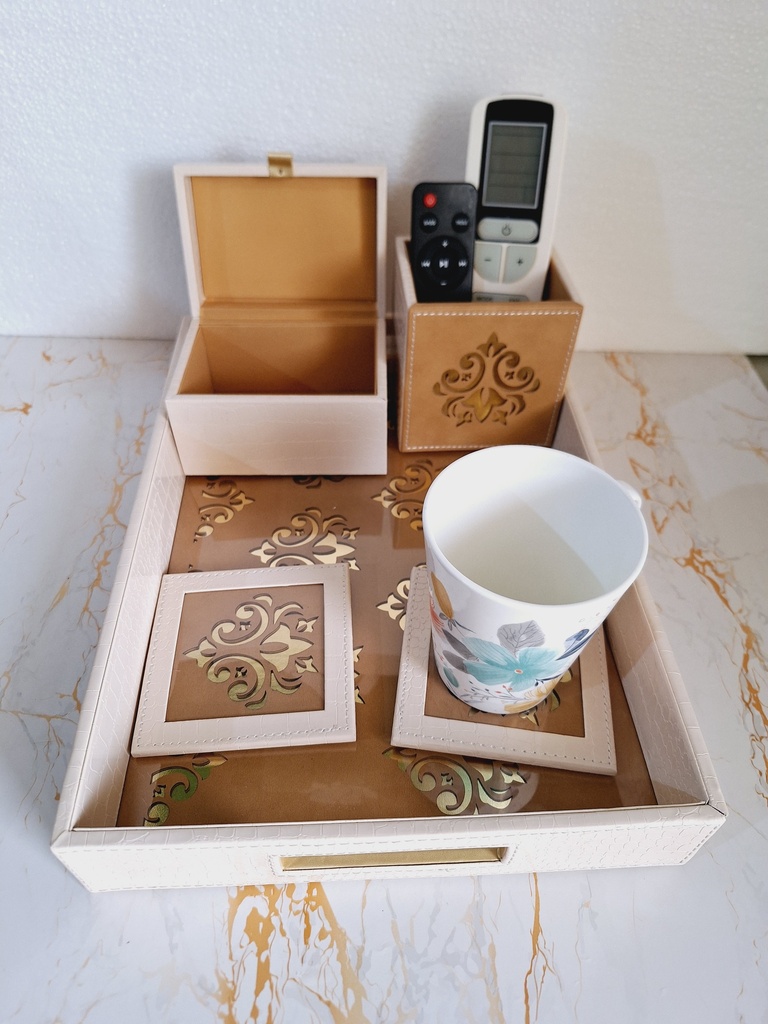 Laser Modern Cut Leatherette Tray 