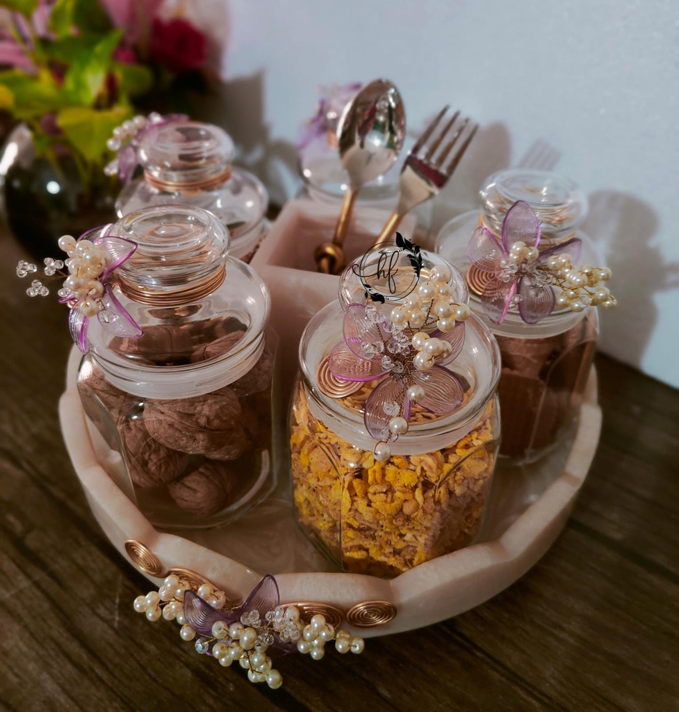 4 Jar Revolving Tray-Resin