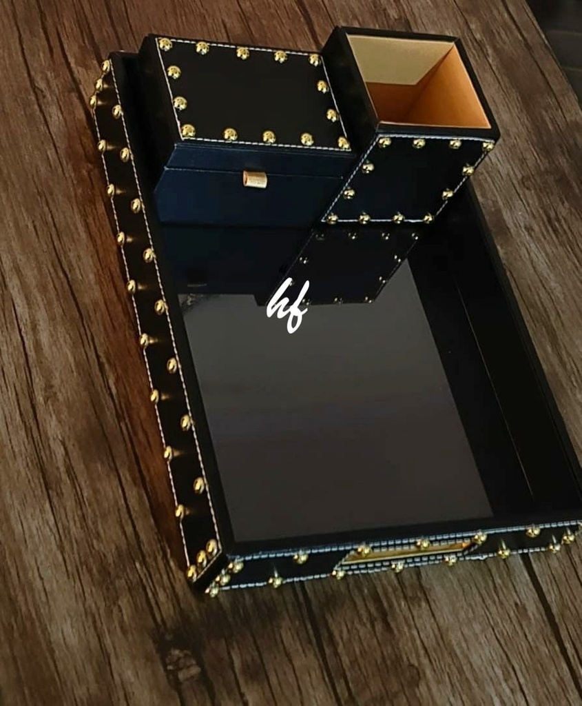 Gold Studded Leatherette Tray