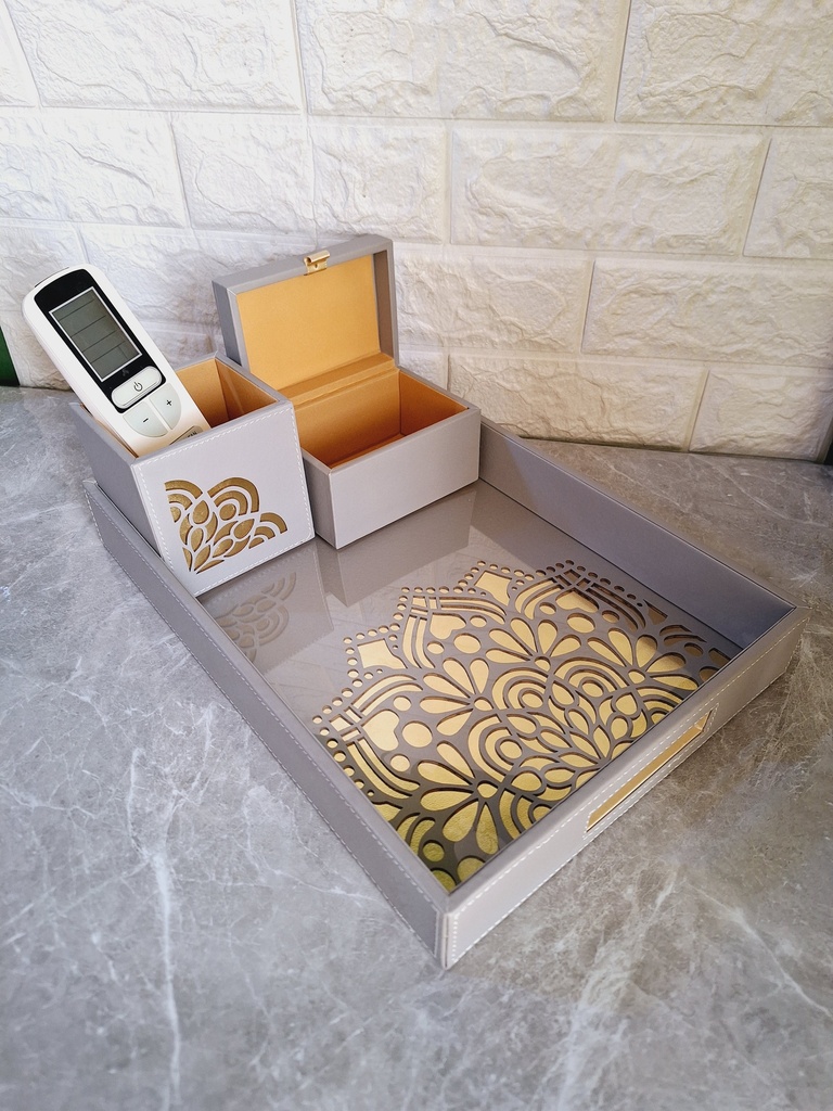 Purple Laser D Cut Leatherette Tray