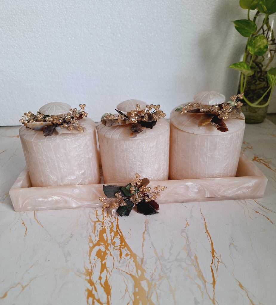 Resin 3 Jar Rectangle Tray