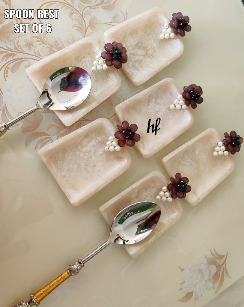 Ivory White  Resin Spoon Rest - Design 1