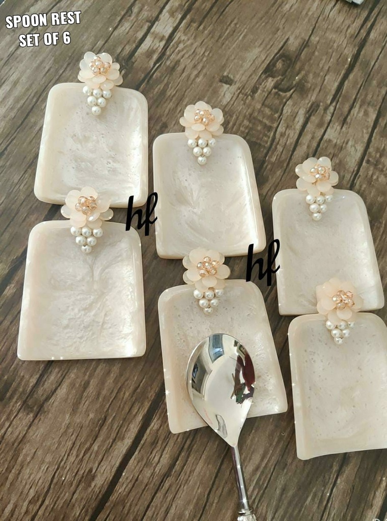 Ivory White Resin Spoon Rest - Design 3