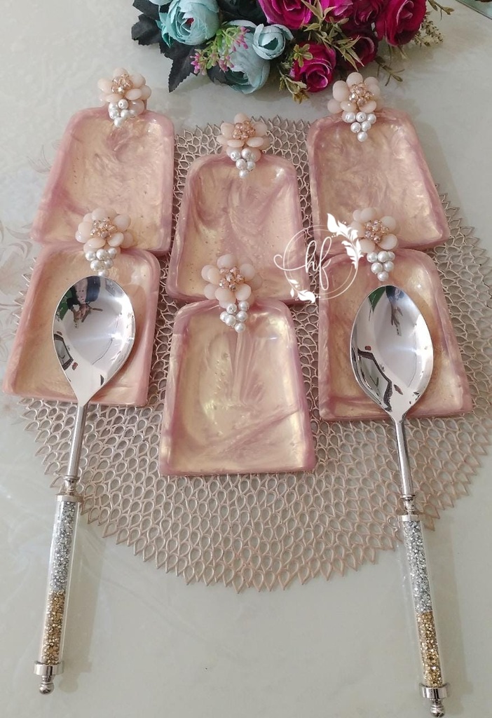 Peach Pink  Resin Spoon Rest - Design 1