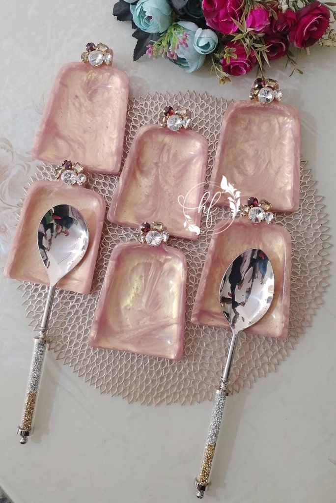 Peach Pink  Resin Spoon Rest - Design 3