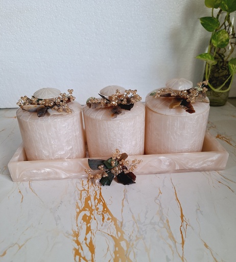 Resin 3 Jar Rectangle Tray