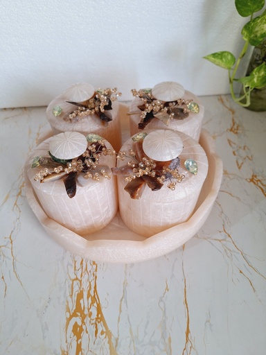 White 4 Jar Dry Fruit Resin Round Tray