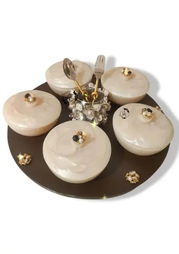 Revolving 5 Bowl Resin Platter