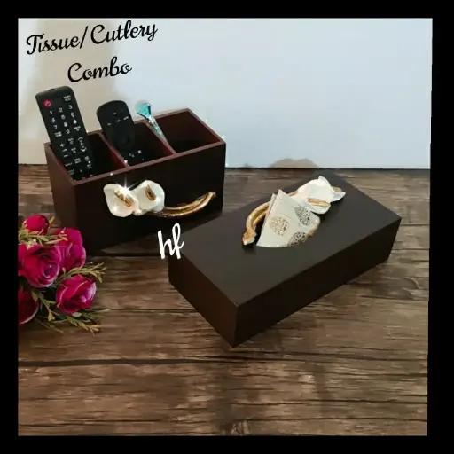 Wooden Cutlery/Stationary & Tissue Combo - Design 3