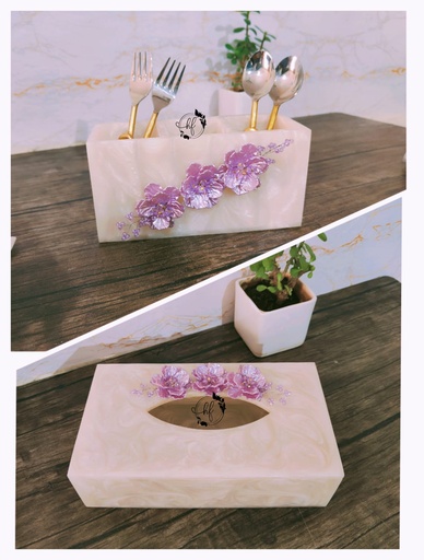 Resin Cutlery/Stationary & Tissue Combo - Design 2