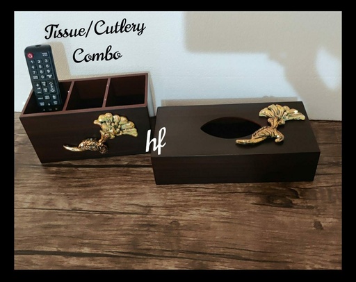 Wooden Cutlery/Stationary & Tissue Combo - Design 4