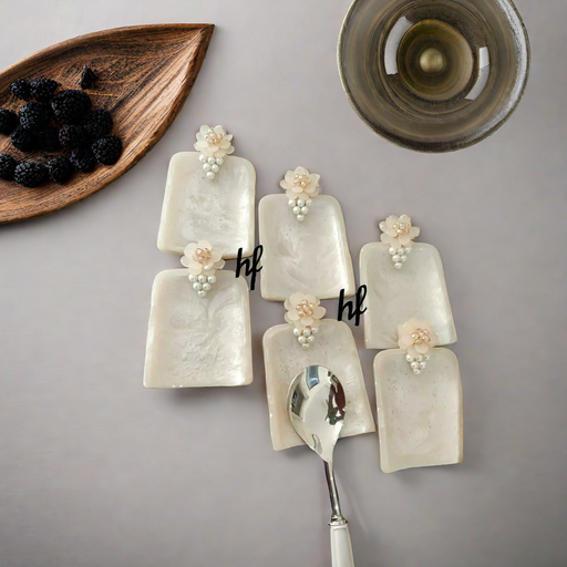 Ivory White Resin Spoon Rest - Design 2