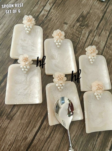Ivory White Resin Spoon Rest - Design 3