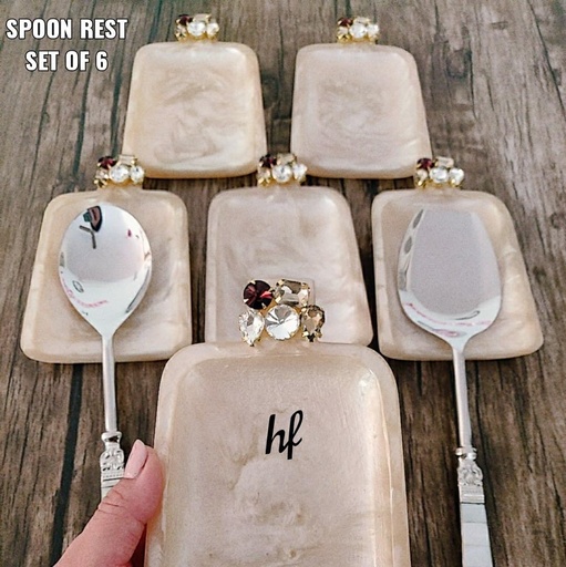 Ivory White Resin Spoon Rest - Design 5