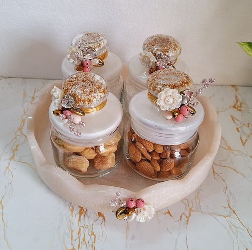 Shimmering Pop Jar with Round Platter