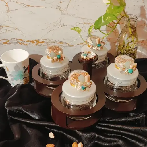 4 Jar Butterfly Dry Fruit Platter