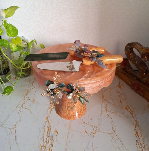 Embellished Peach Cake Stand