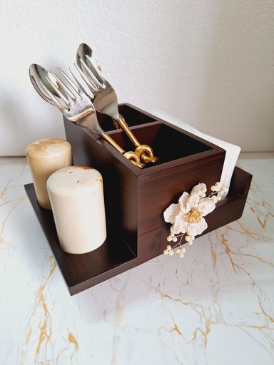 Cutlery Tissue Holder With Salt Pepper Holder