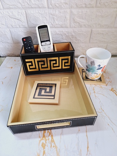 Black Versace Leatherette Tray 